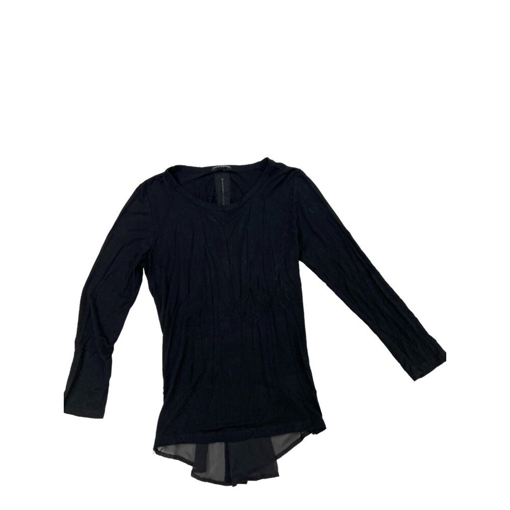 Cha Cha Vente Top Womens Medium Black Blouse Long Sleeve Zip Back Rayon Blend